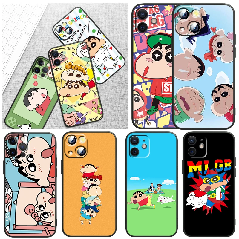 

Anime Crayon Shin-chan For Apple iPhone 13 12 Mini 11 XS Pro Max X XR 8 7 6 Plus SE 2020 5 Black Funda Capa Soft Phone Case