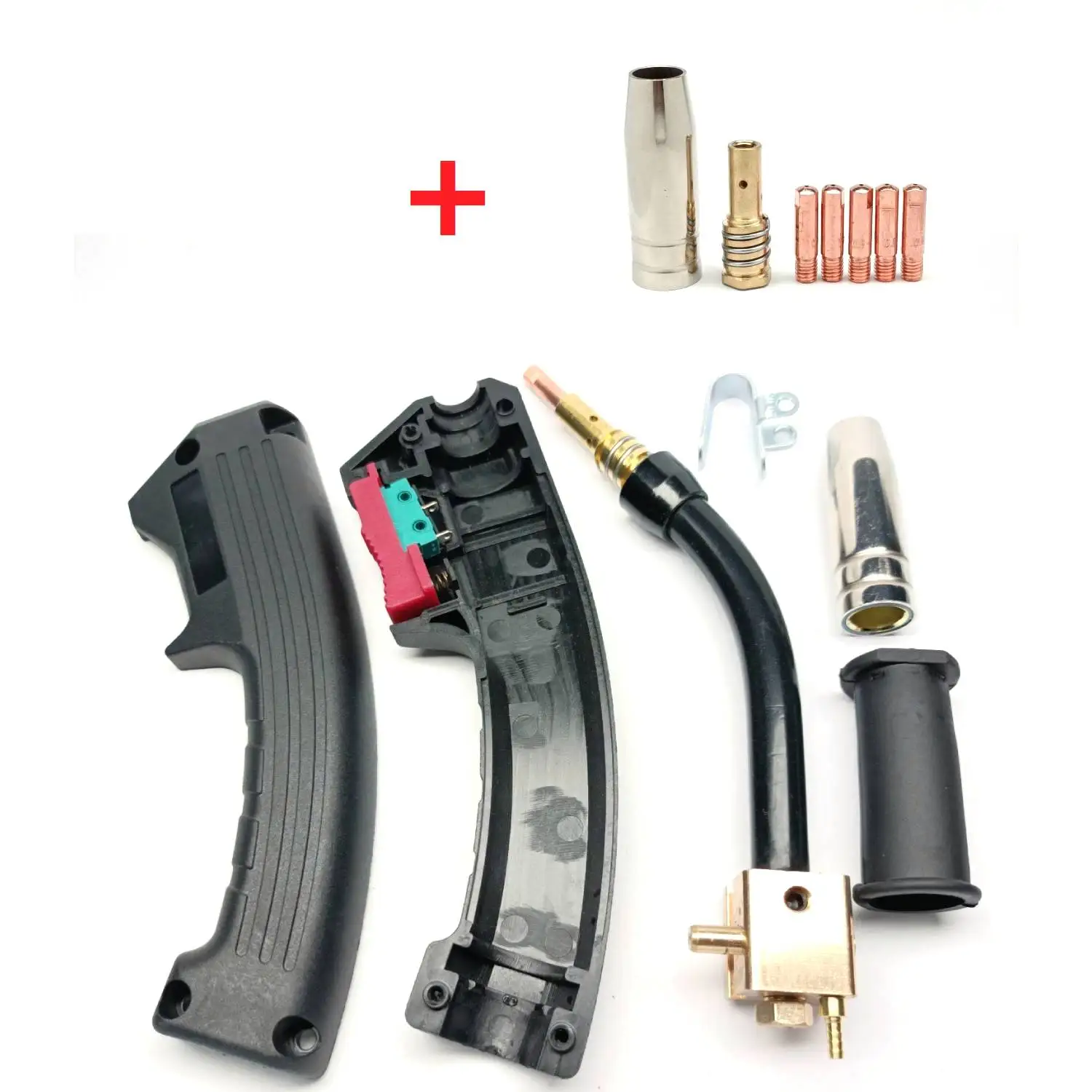 14AK MIG Gun MAG Gasless Welding Torch Welder Head Swan Goose Neck Flux Cored Gas Valve Integrated Free 15AK Nozzle Tip Holder