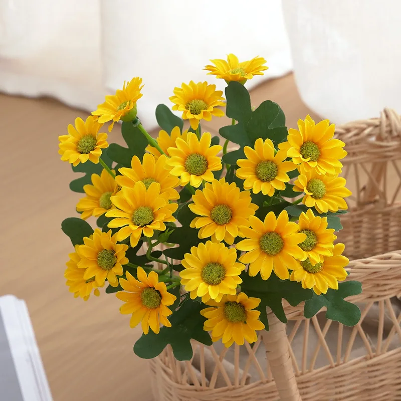 

1 Bunch 21 Head Silk Daisy Bouquet Artificial Flowers Decoration Home Wedding Flores Artificiales Para Decoracion Hogar