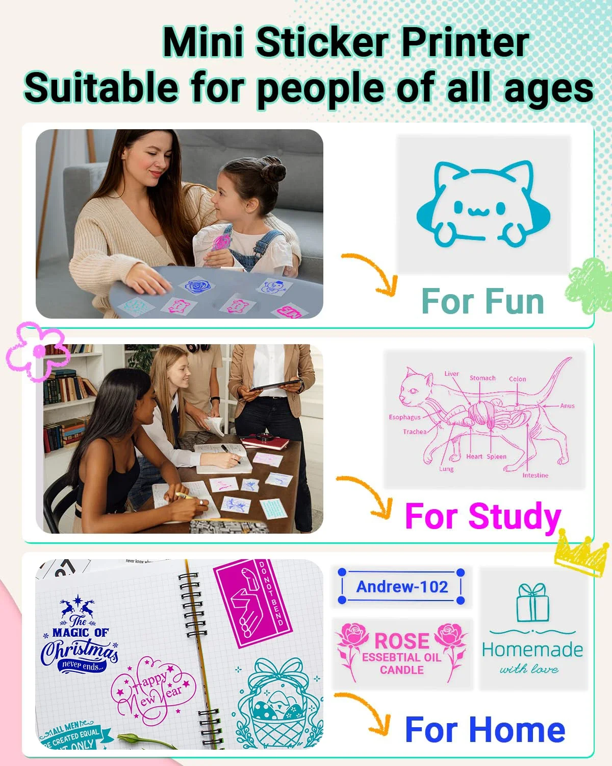 Клейкая термобумага T02 для мини-принтера наклеек M02/T02/M02 Pro/M02S/M03/M03AS/M04S/M04AS черный на