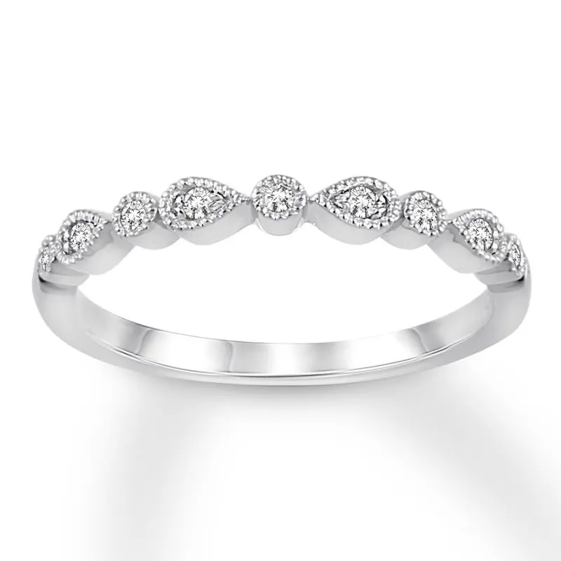 

HESHI Diamond Wedding Band White Ring for Women