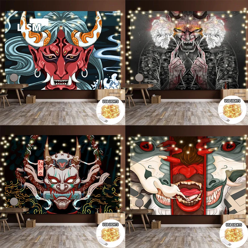 

Japanese Decoration Tapestry Teen Indie Anime Room Decor Wall Hanging Art Esotericism Kawaii Room Decor Macrame Witch Room Decor