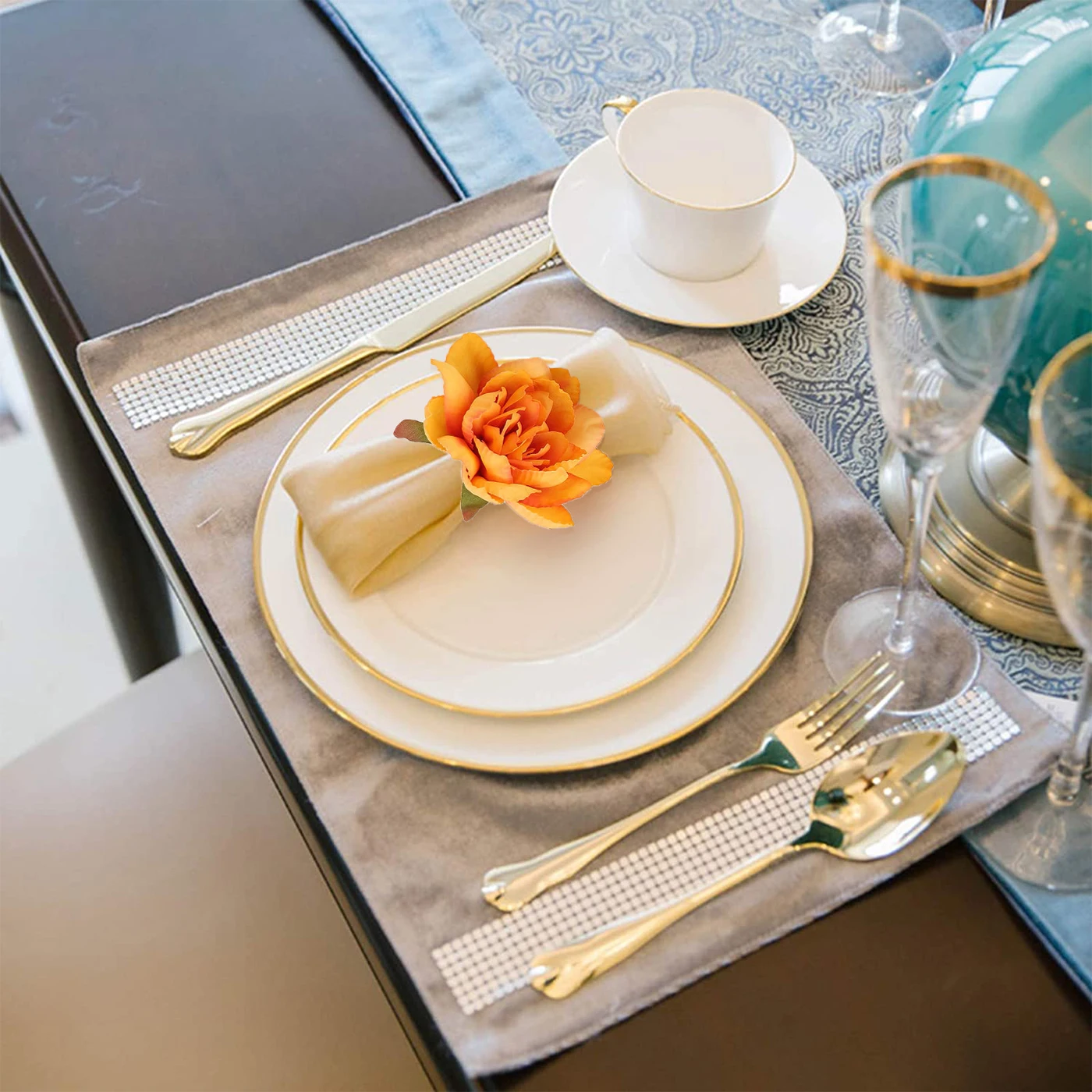 Набор декоративных колец для салфеток ручной работы с цветами набор из 4