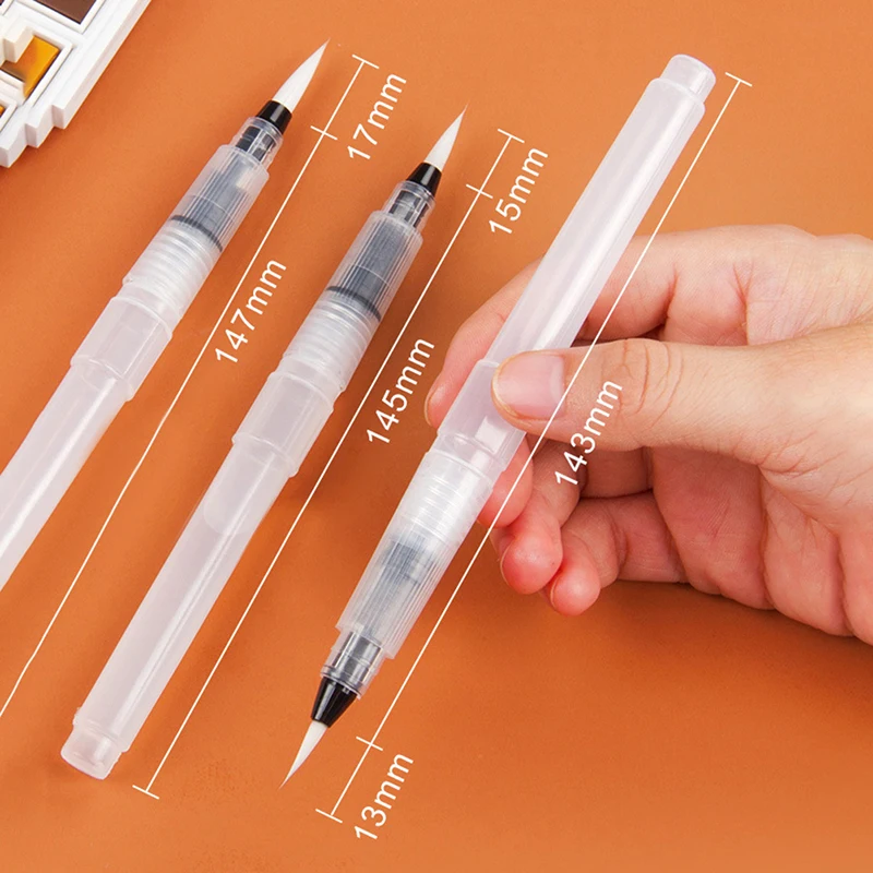

1Pcs Refillable Paint Ink Pen Soft Watercolor Brush Middle ART Long Water Brush Pen Flat Nib Watercolor