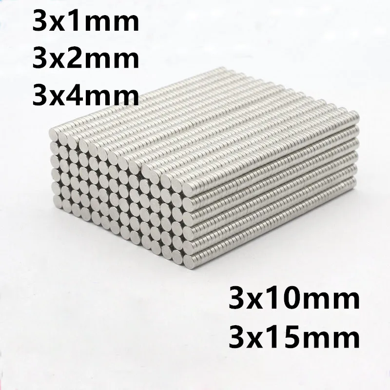 

50/100PCS 3x1 3x2 3x5 3x10 3x15mm Round Magnet Powerful Magnet Rare Earth Neodymium Magnet