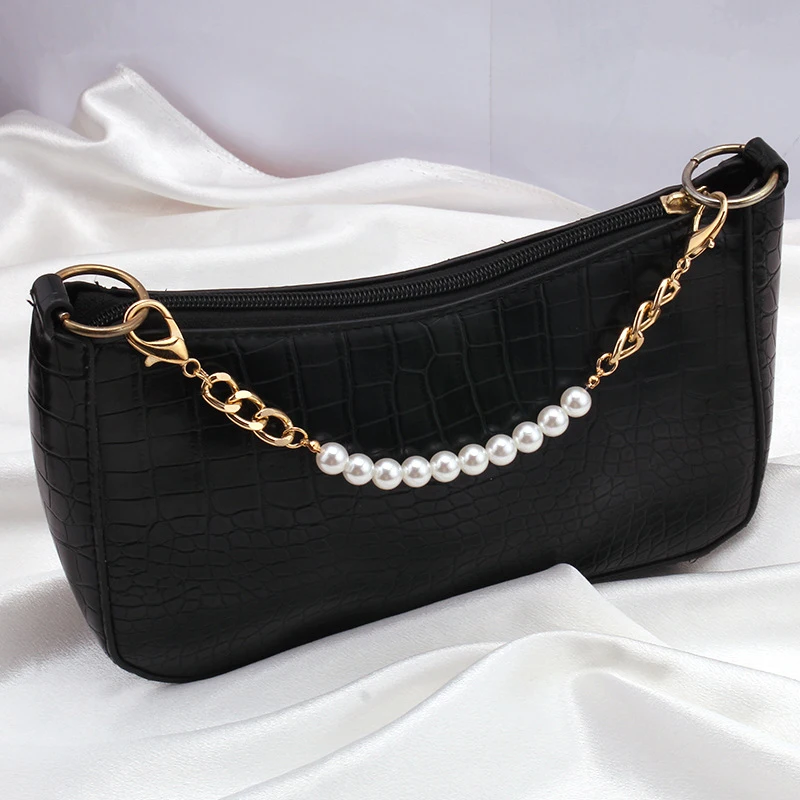 

25CM Length Imitate Pearl Pendant Bag Chain Metal Alloy Chain Straps For Bags Handbag Purse Chain Replacement Bag Accessories