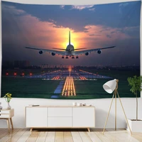 large landscape airplane tapestry wall hanging road competition tapestries backdrop ceiling home decor for living room bedroom
