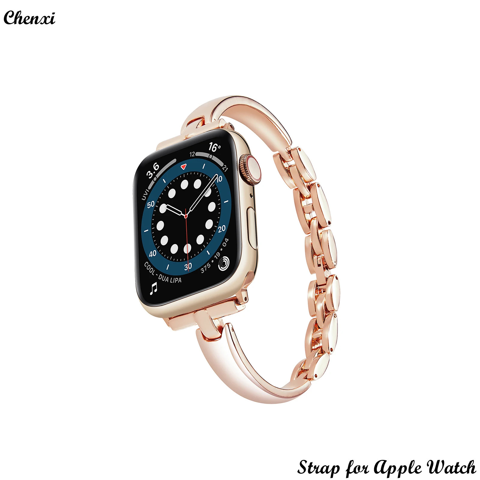 Metal strap for Apple watch band bracelet chain for iwatch series87654321SE Ultra simple steel 38/40/41 42/44/45mm women wrist