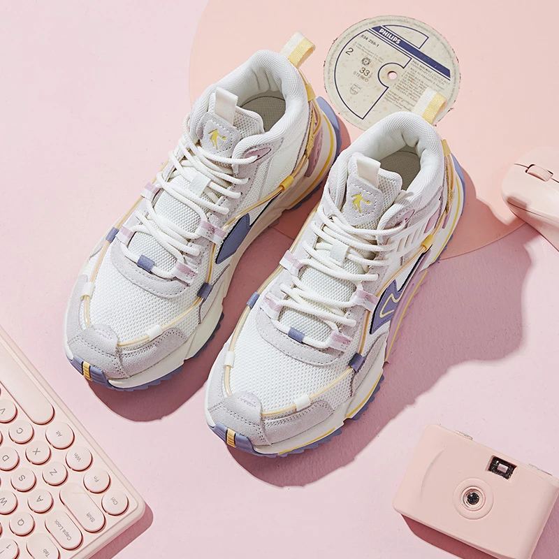 QIAODAN Women Sneakers 2023 New High-top Casual Couple Shoes Breathable Walking Daddy Sneaker Fashion Sports Shoes XM36200386