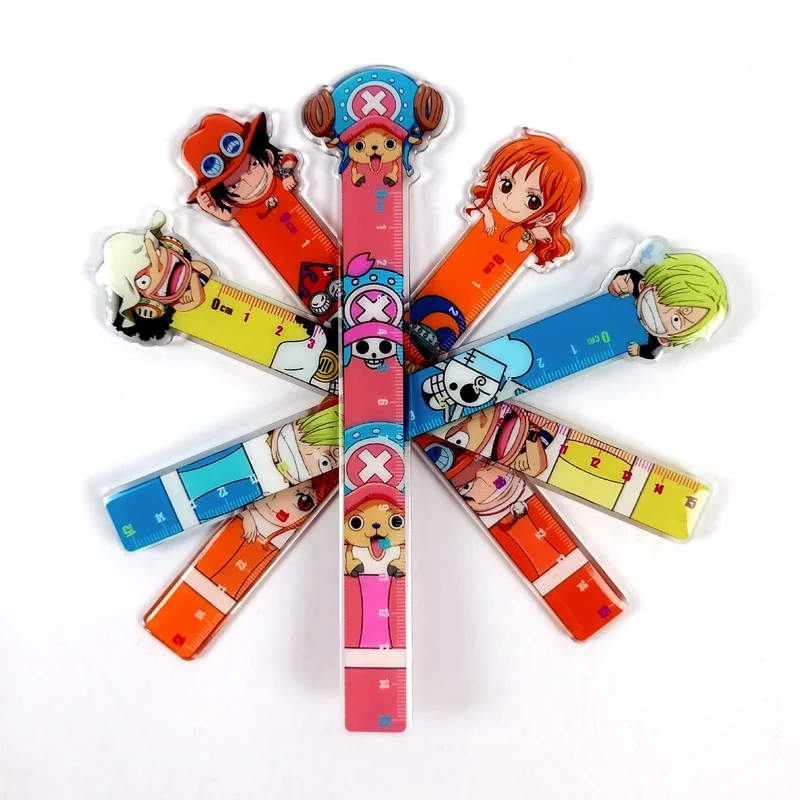 

15CM Anime Ruler Luffy Zoro Sanji Nami Usopp Chopper Ace Cartoon Cute Rulers Drafting Supplies School Supply Student Stationery