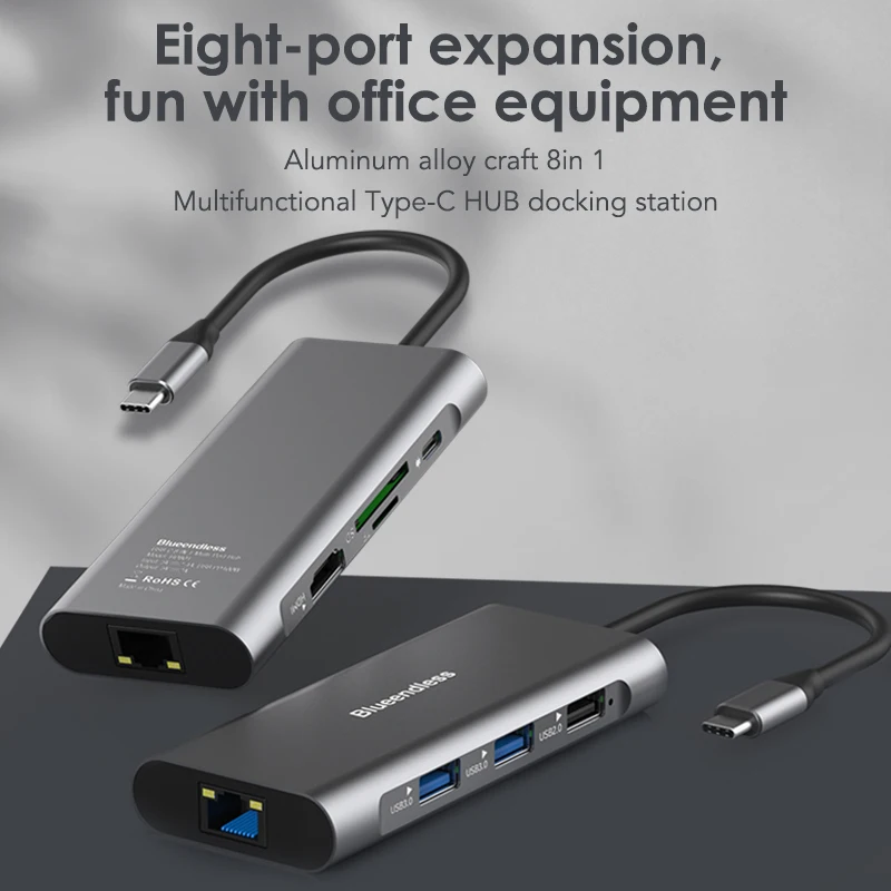 

USB C Hub Type C 3.1 To 4K HDMI-compatible Adapter With RJ45 Ethernet SD/TF Card Reader PD Thunderbolt 3 For MacBook Pro IPad