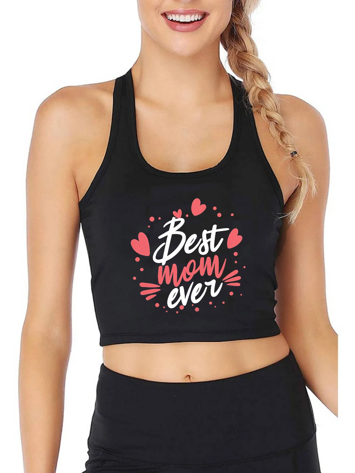 

Best Mother Ever Design Cotton Sexy Slim Fit Crop Top Women's Sports Fitness Tank Tops Customizable Mothers Day Camisole