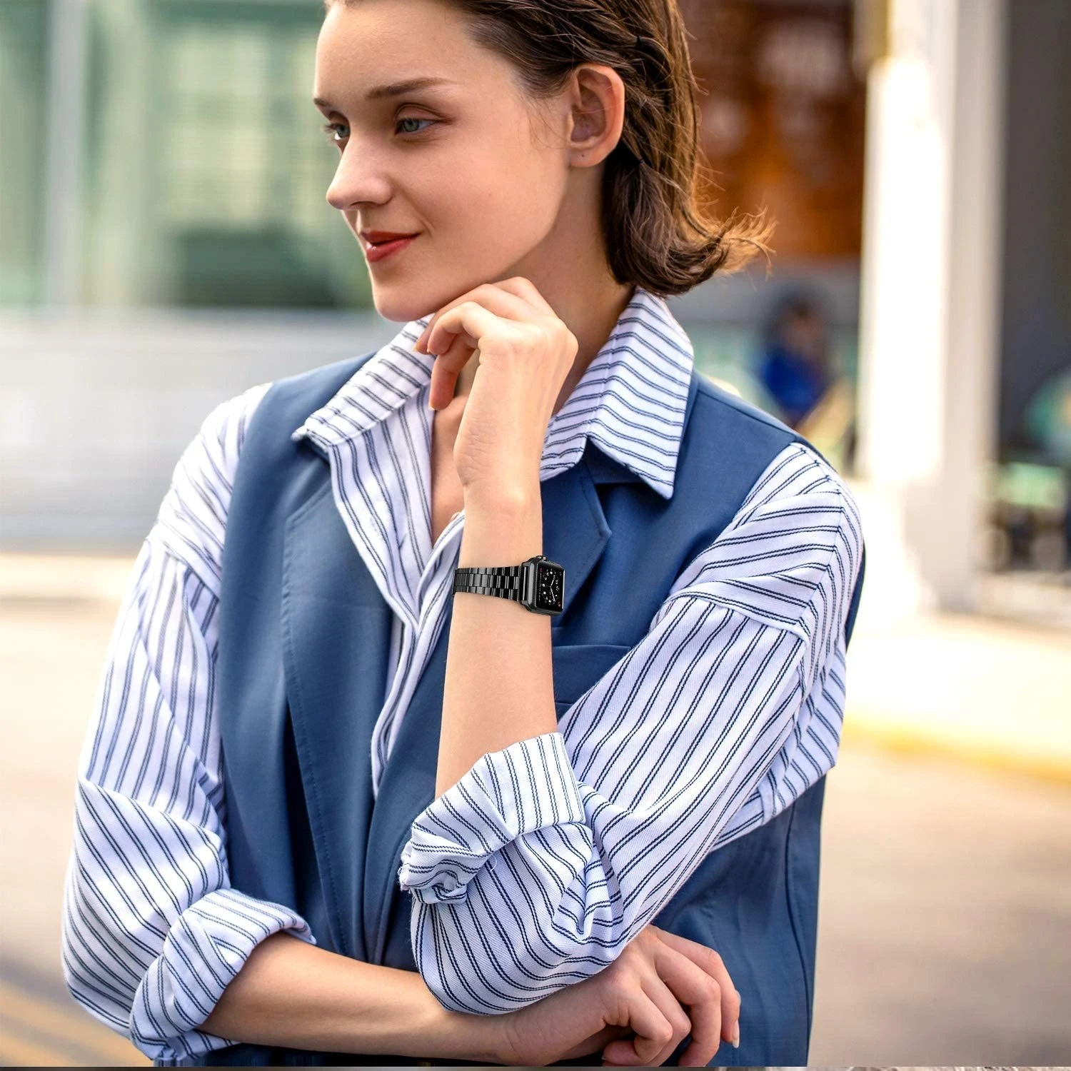 Ремешок из нержавеющей стали для Apple Watch 8 7 6 5 4 3 2 1 40 мм 44