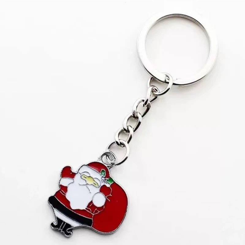 

Colorful Enamel Christmas Santa Claus Keychain Car Key Women Men Bag Accessories Jewelry Gifts Key Chain Chains Wholesale Holder