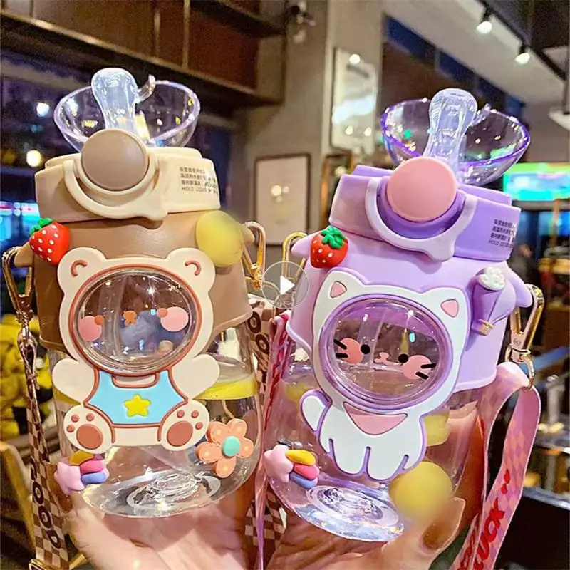 

Plastic Cup Great For School Fashionable Childrens Water Bottle With Straw Portable Plastic Cup With Lid And Straw Easy To Carry