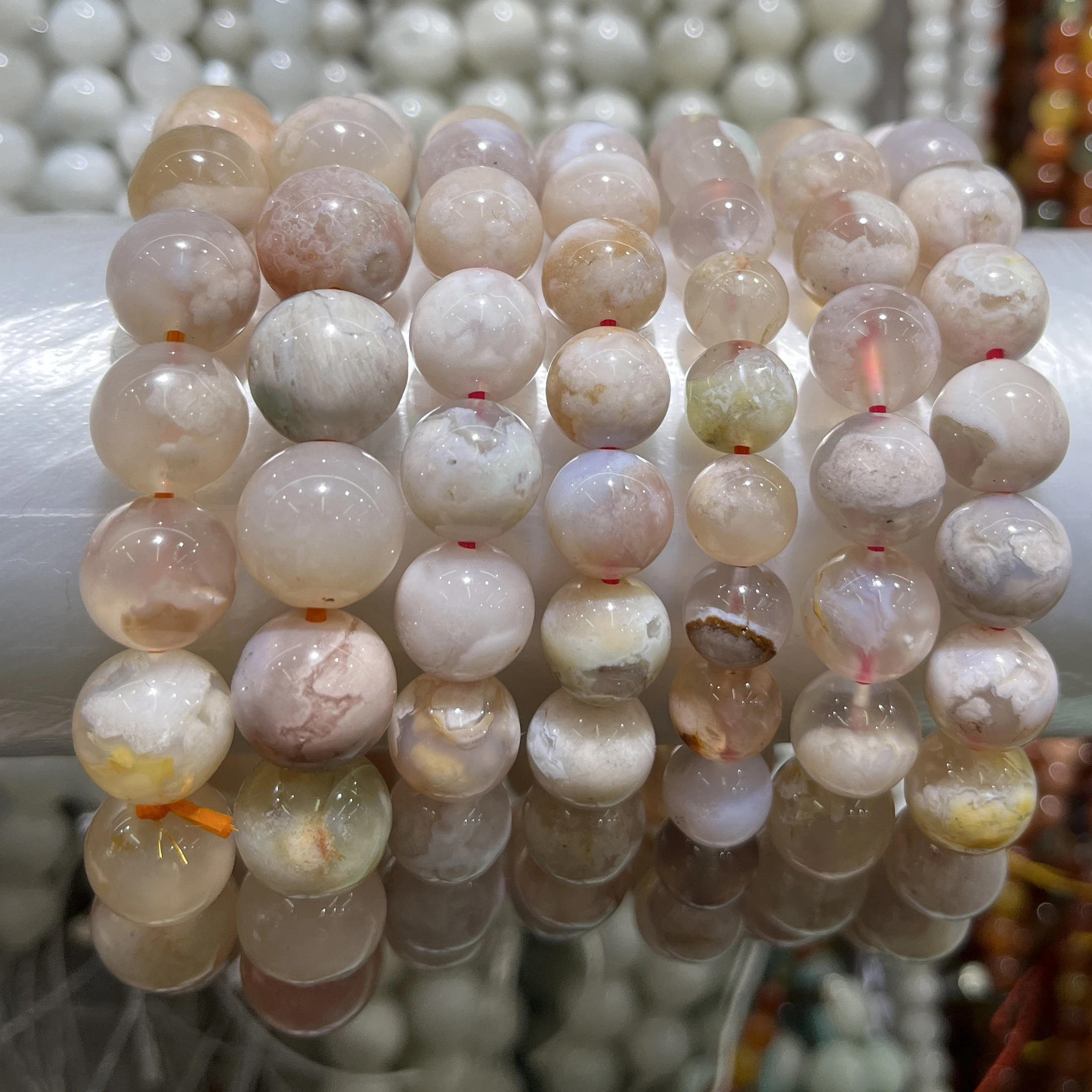 

Bloom Sakura Agate Stone Beads Natural Gemstone Diy Loose For Jewelry Making Strand 15