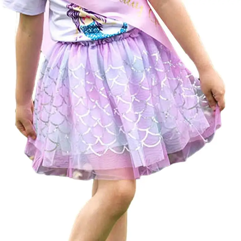 

HOT Girls Mermaid Tutu Skirt Sequin 3 Layers Tulle Toddler Lace Pettiskirt Children Chiffon 2-8T For Ballet Dancing Party