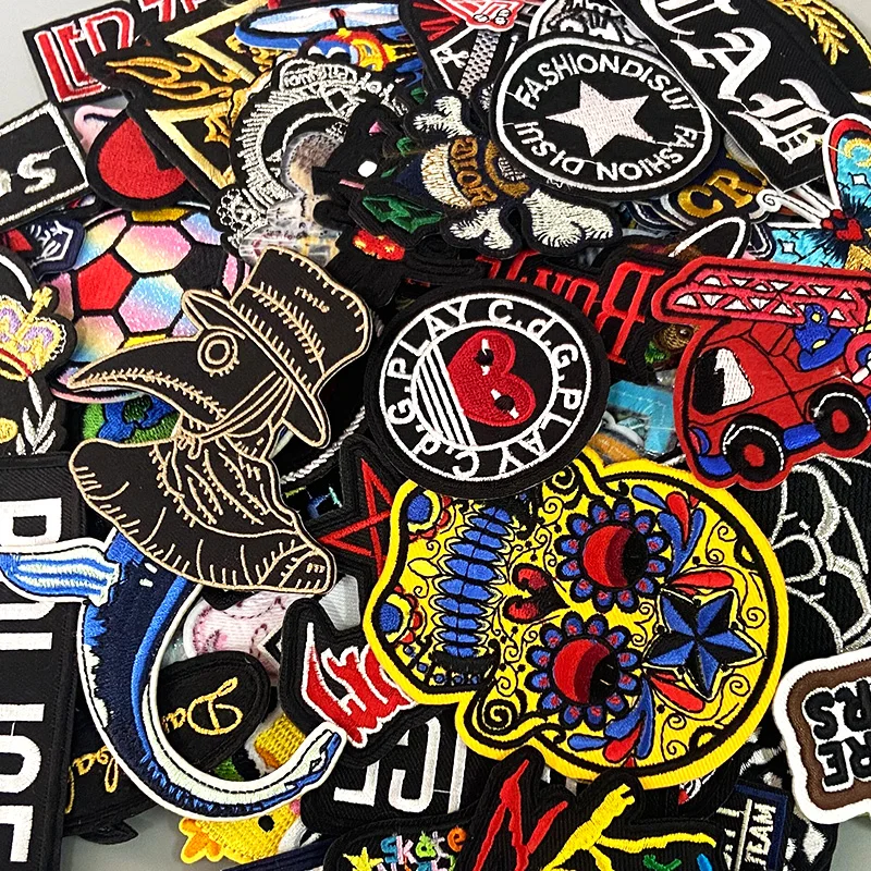 20/30 PCS Random Mix Send Punk Rock Patch Embroidery Patches On Clothes DIY Punk Animal Stickers Iron On Clothes Skull Badges