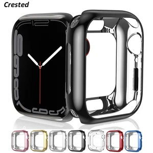 Чехол для Apple Watch series 7 45 мм 41 мм 44 мм 40 мм 42 мм 38 мм, аксессуары, мягкий чехол-бампер из ТПУ с покрытием, защита для iWatch 3 4 5 6 SE