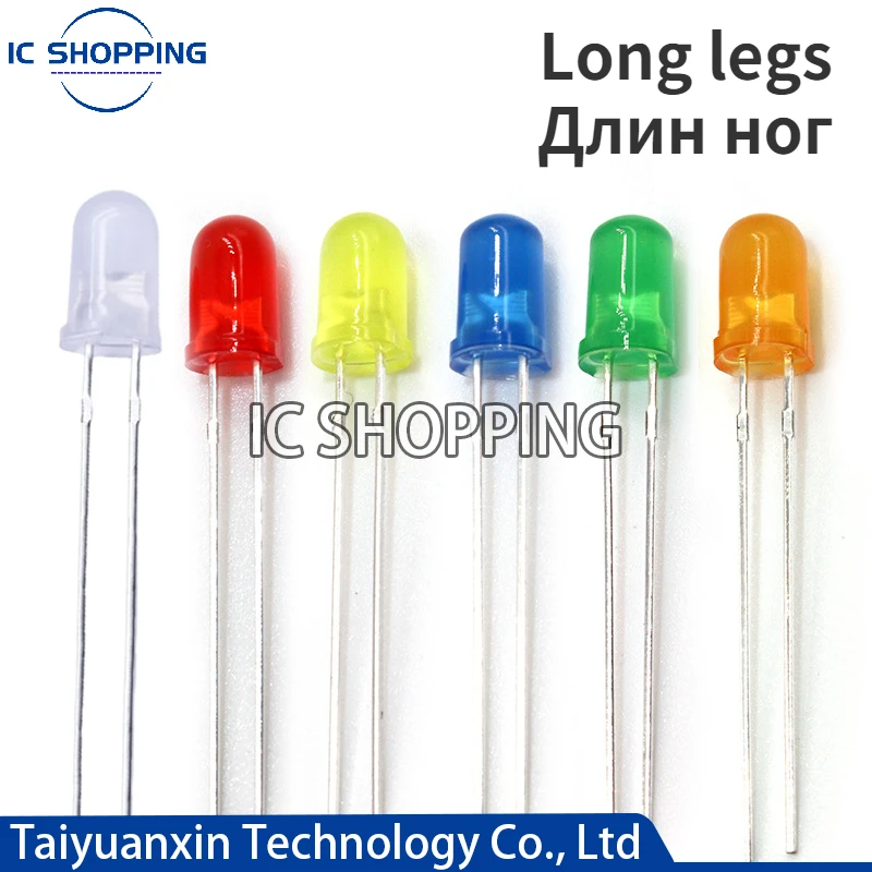 

1000PCS Diameter 3mm 5mm Long Length LED Lamp Bead Bubble LED Red Green Yellow Blue White Straight Into The Whole Pack F3 F5 LED