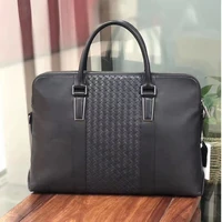 high quality business woven men handbag cow leather bags for macbook hp dell 15 6 laptop briefcases computer new luxury handbags