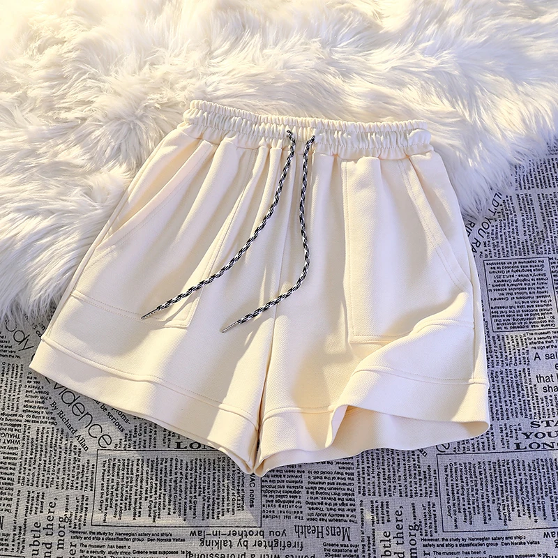 2023 Summer Casual Sports Shorts For Women Clothing Slim Home Pajamas High Waist Wide Legs Large Size Pockets Shorts AC376