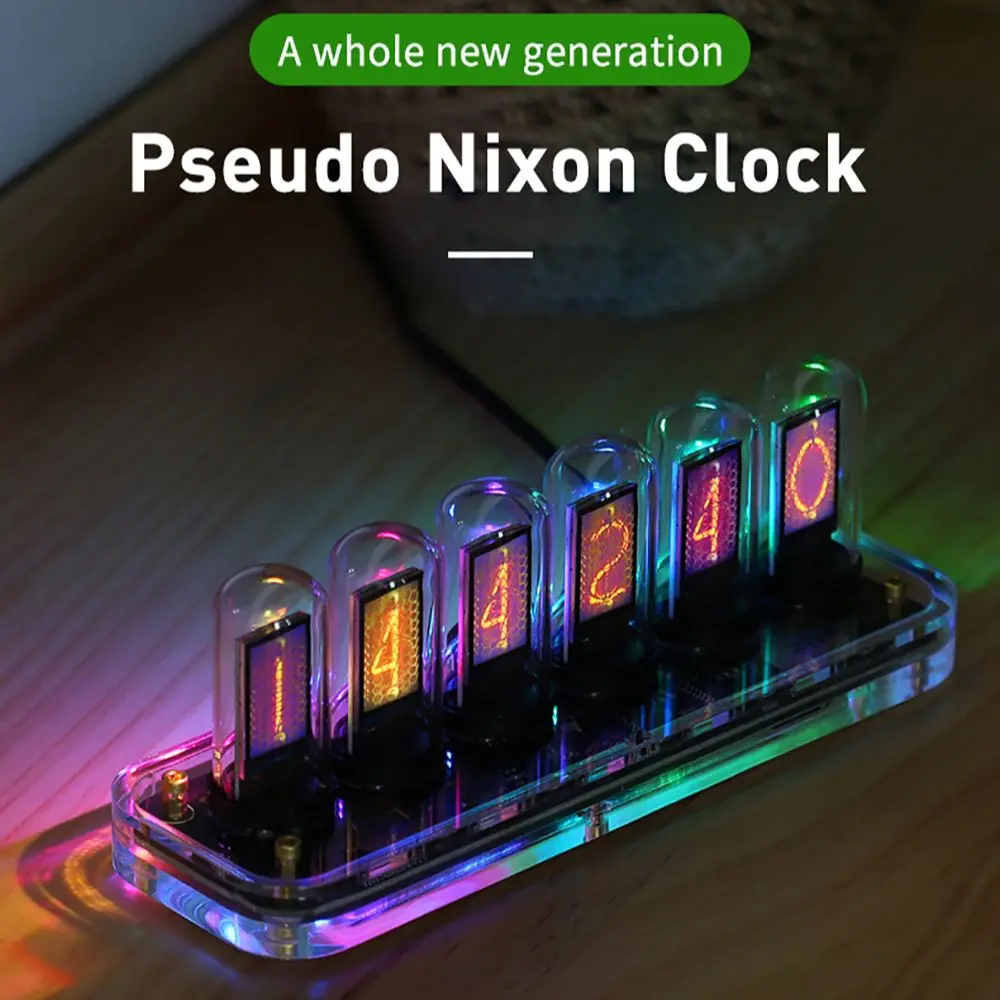 

RGB светодиодные трубчатые часы, винтажные цифровые часы Nixie, 6 бит, отображение времени, фотография, настольные часы в стиле ретро IPS Модуль и ...
