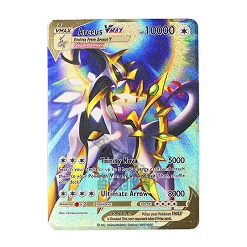 

Pokemon Gold Pokemon Card Metal Fire-breathing Dragon Game Vmax Series Limited Edition Children Collection Cards Toy Boys Gift