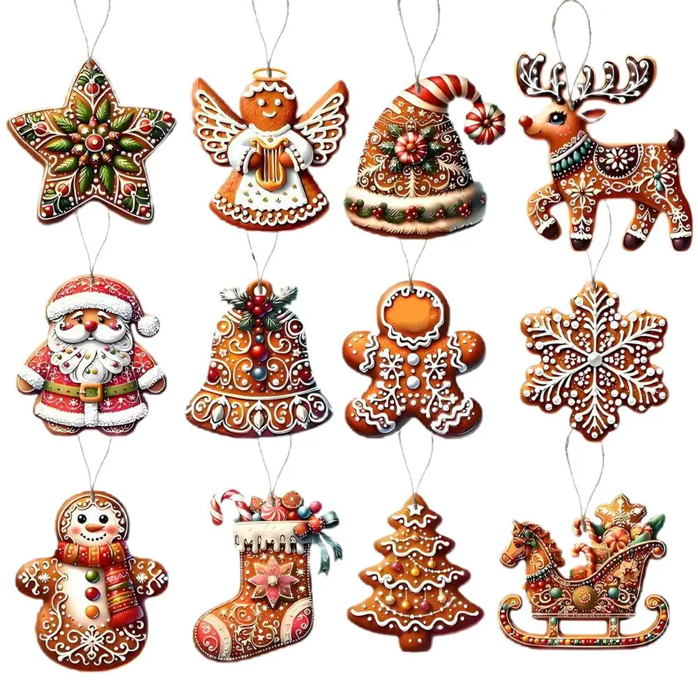 

Деревянные новогодние подвески 12 шт.