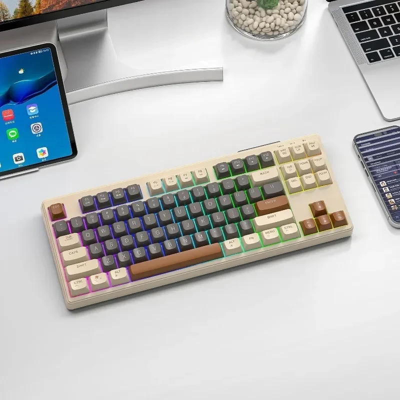 Игровая Bluetooth-клавиатура M87 двухрежимное соединение 2 4 ГГц шарик PBT радужная