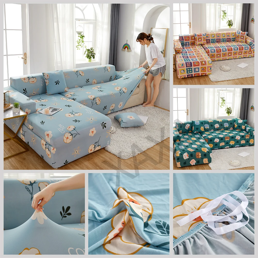 

Elastic Sofa Cover Living Room Corner L-Shaped Sofa Protective Slipcover Anti-Scratch Couch Chair Covers Removable And Washable