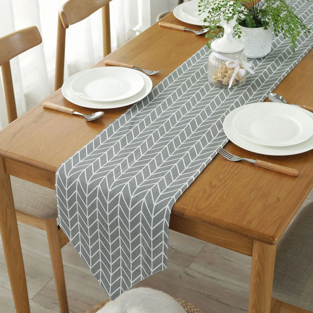 Cotton Linen Table Runners Mat Geometric Arrow Tablecloth Modern Nordic Style Gray Desktop Placemat Party Table Flag Home Decor