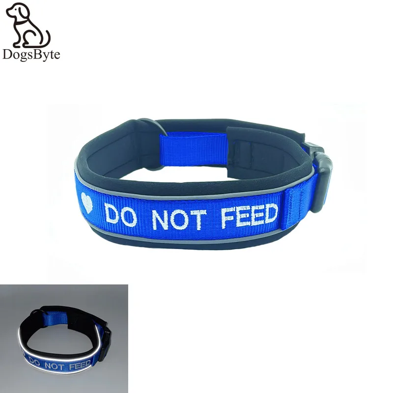 

DO NOT FEED Blue Neoprene Padded Dog Collar (May Have Allergies) Warning Others