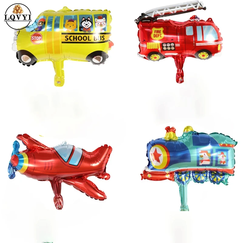 

10pcs mini cartoon car balloon fire truck car train balloon ambulance ball children's birthday party decorations for children