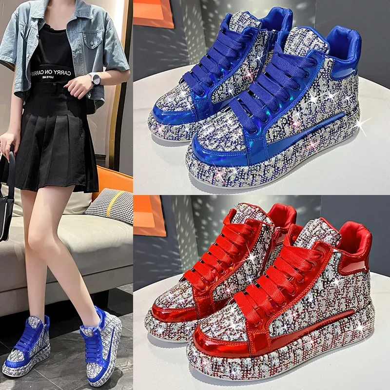 Туфли на платформе с бриллиантами женская сезонная новая модная спортивная