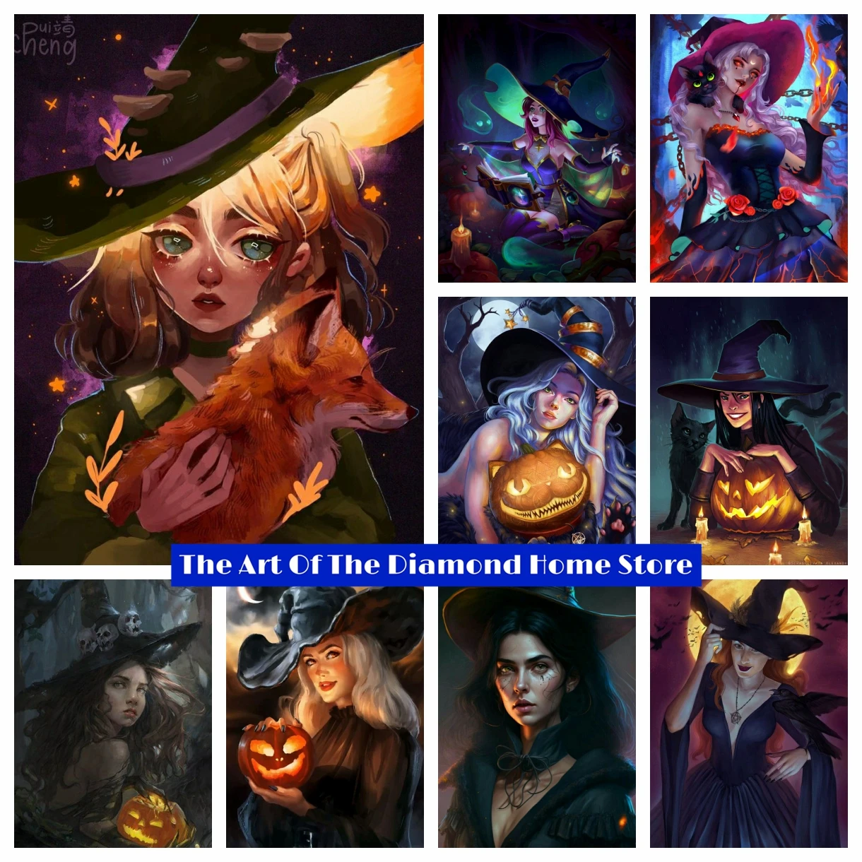 

5D DIY AB Diamond Painting Halloween Kids Gift Witch Cross Stitch Kit Fantasy Gothic Embroidery Decor Handmade Artifact Mosaic