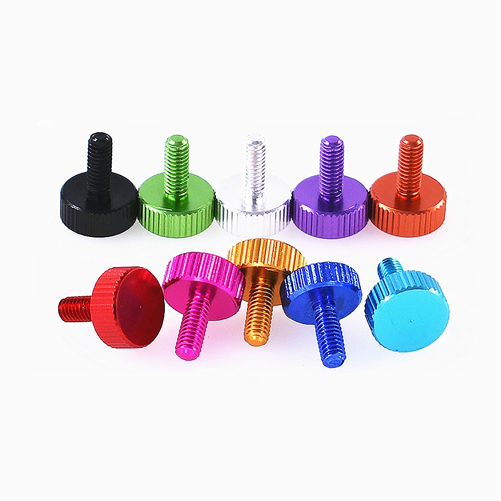 

M4/M5 цветная головка с накатанной головкой, диаметр 12 мм, плоская головка из алюминиевого сплава, ручная затяжка болтов, детали для чехла комп...