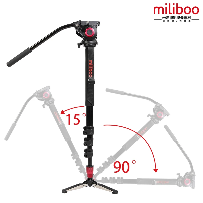 

miliboo Aluminum Alloy Professional Monopodfor DSLR Camera high stability than Manfrotto with Fluid Pan Head Mini Tripod unipo