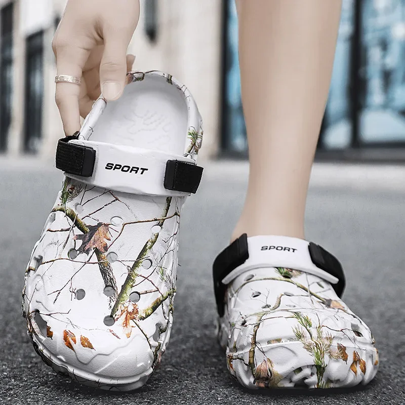 Мужская обувь тапочки мужские садовые сандалии на плоской подошве камуфляжная