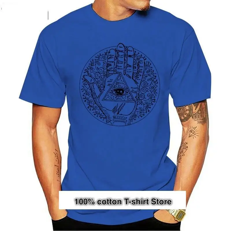 

Nuevo RETRO VINTAGE ojo que todo lo ve la mano de HAMSA 100% algodón para hombre Camiseta espiritual Tee