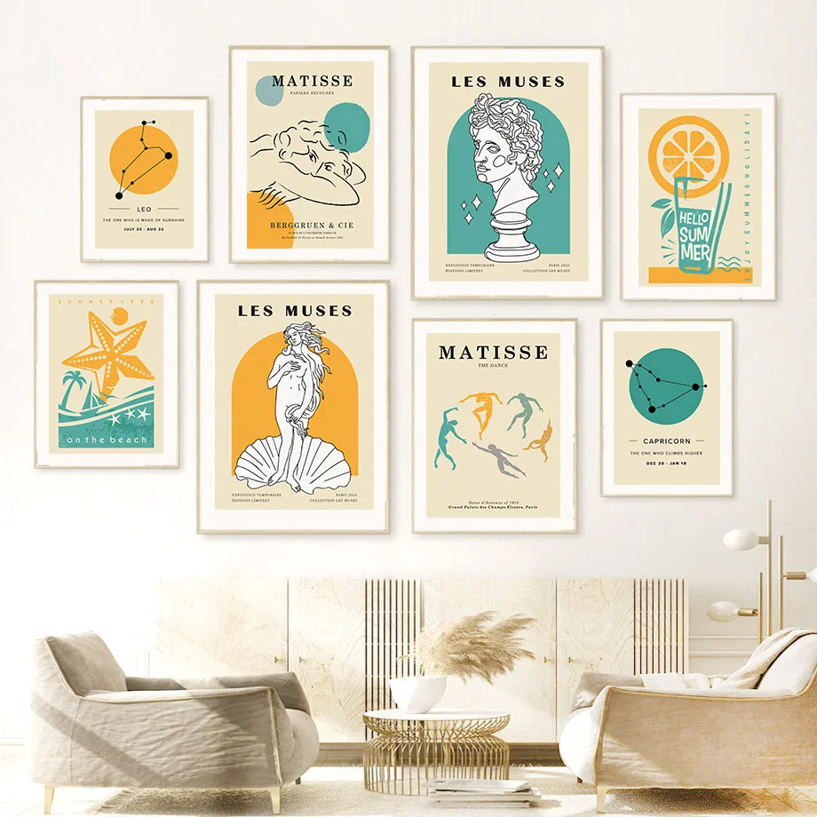 

Matisse Abstract Figure Leaves Muse Constellation Wall Art Print Canvas Painting Nordic Posters Pictures For Living Room Decor