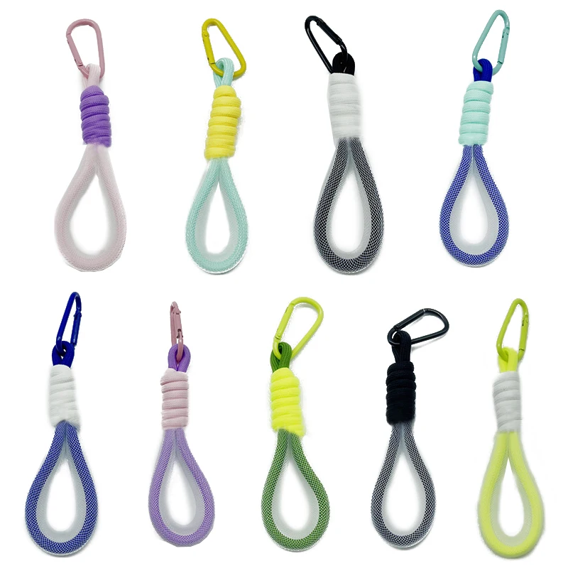 

1Pc Two-color Fluorescent Key Pendant Phone Strap Mesh Rope Creative Keychain Backpack Pendant Braided Cute Keycord Accessories