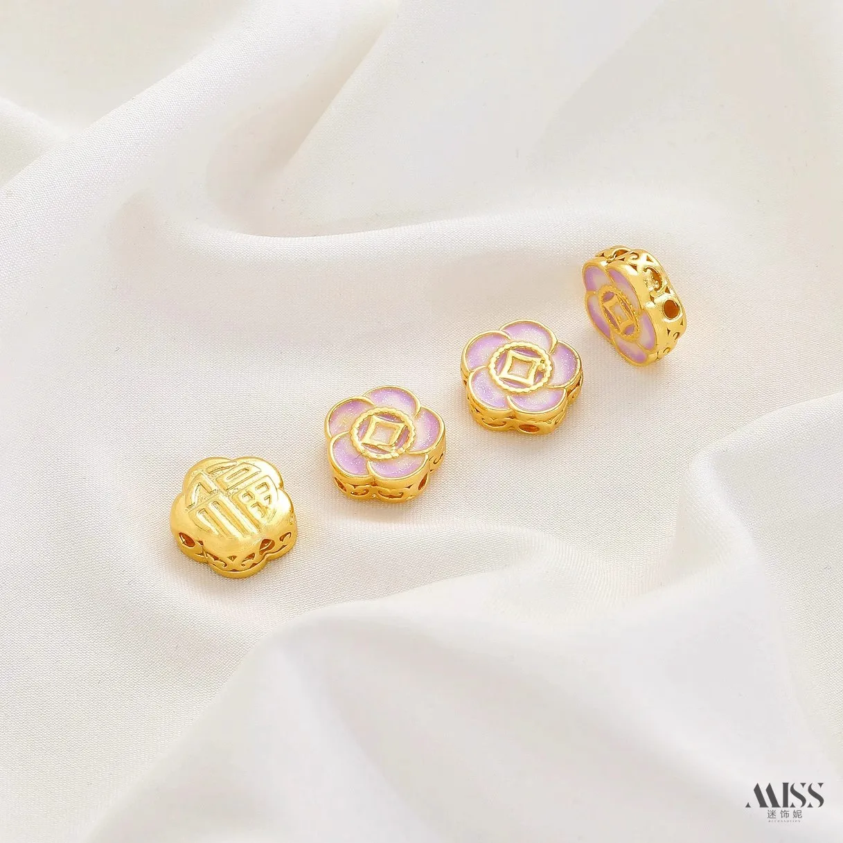 Фото Бусины-разделители Daisy с позолотой 18K, эмалью клуазоне, изображением пейзажа «Тысяча миль» и мантрой «Шесть слов», аксессуары для изготовления украшений своими руками №4