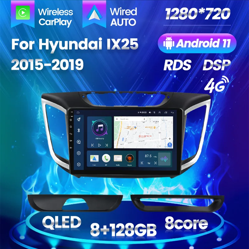 Автомагнитола 2 DIN мультимедийный проигрыватель на Android 11 с 5D экраном для Hyundai Creta
