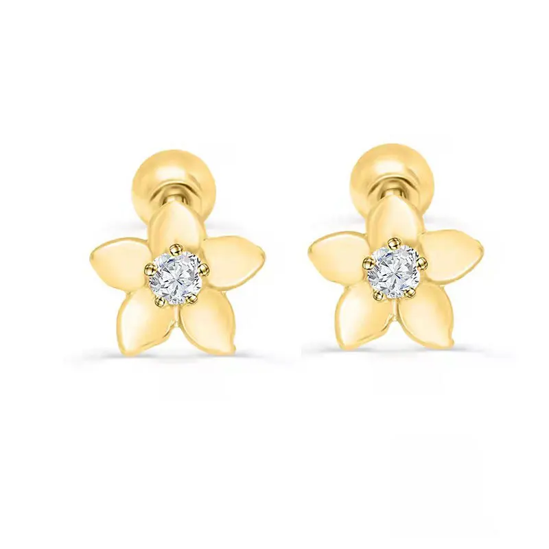 

Cherry Blossom Ear Studs Starfish Earrings Female S925 Silver White Drill Bit Simple Ear Line Zircon Earring Jewelry