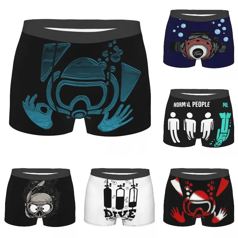 

Custom Scuba Dive Aqua Blues Underwear Men Breathbale Diving Lover Diver Boxer Briefs