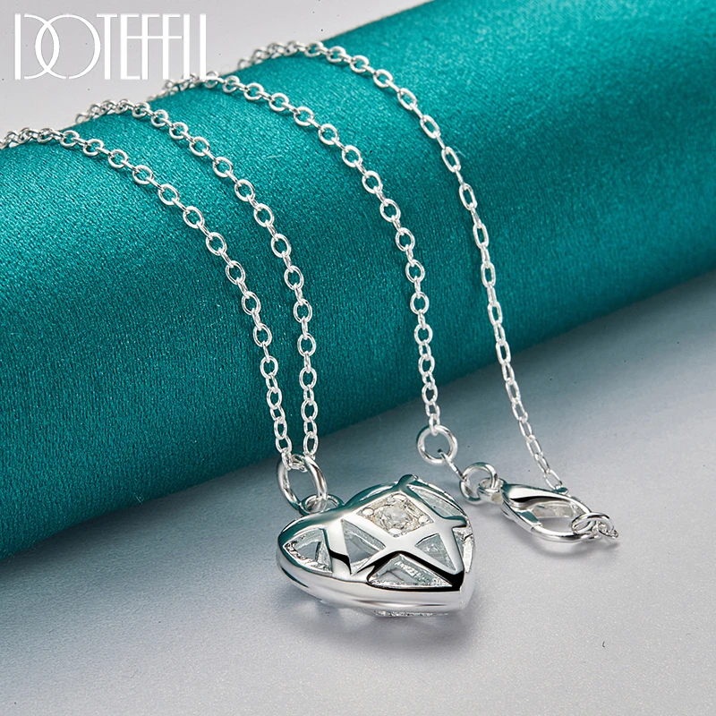 Ожерелье DOTEFFIL из стерлингового серебра 925 пробы с кулоном в виде сердца циркония