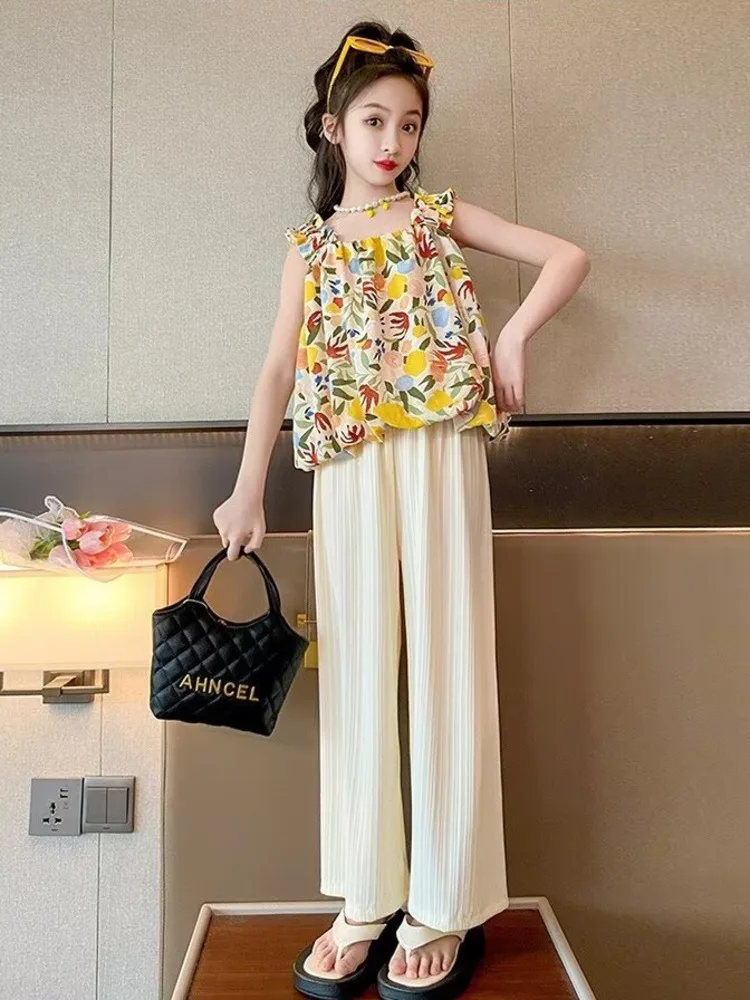 Летний комплект для девочек новинка модный летний жилет детей среднего и