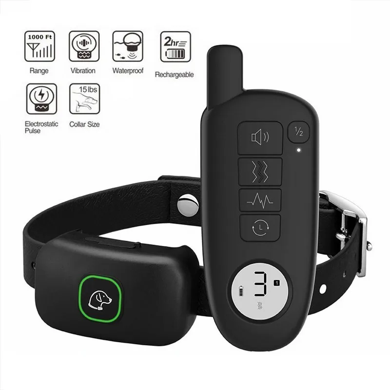 

Pet Stop Collar Bark 1000ft Training Vibration Shock Remote Sound Shipping Rechargeable Waterproof Collar Electric Dog Drop