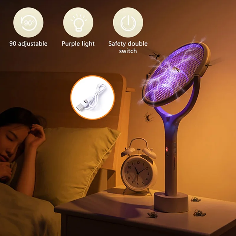 Summer 5 IN 1 Electric Mosquito Swatter Mosquito Killer Lamp Tool Multicunctional USB Charging Adjustable Bug Zapper Fly Bat